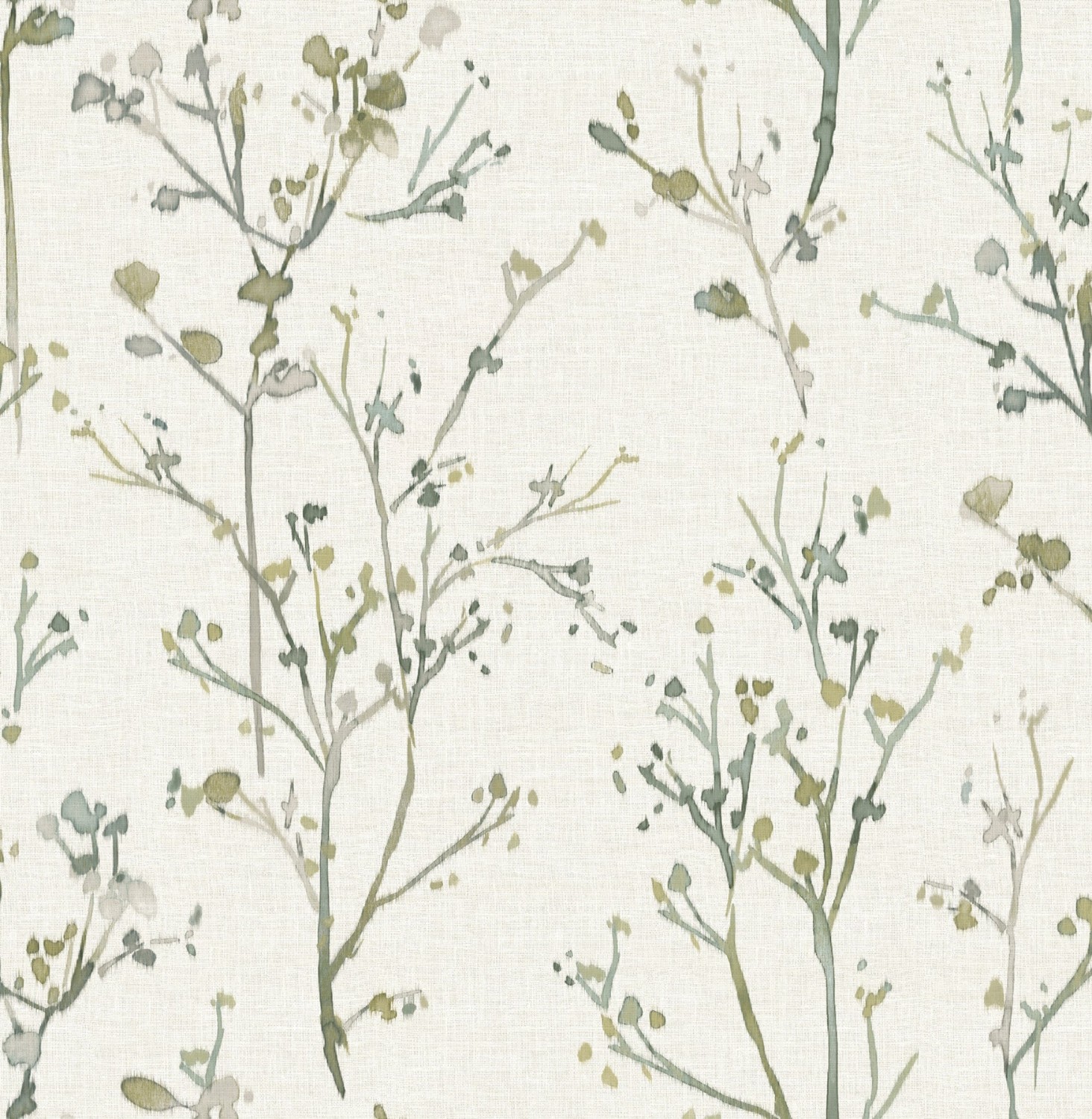 Silverling Moss Budding Branches Wallpaper