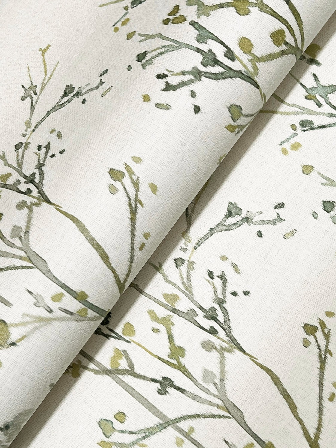 Silverling Moss Budding Branches Wallpaper