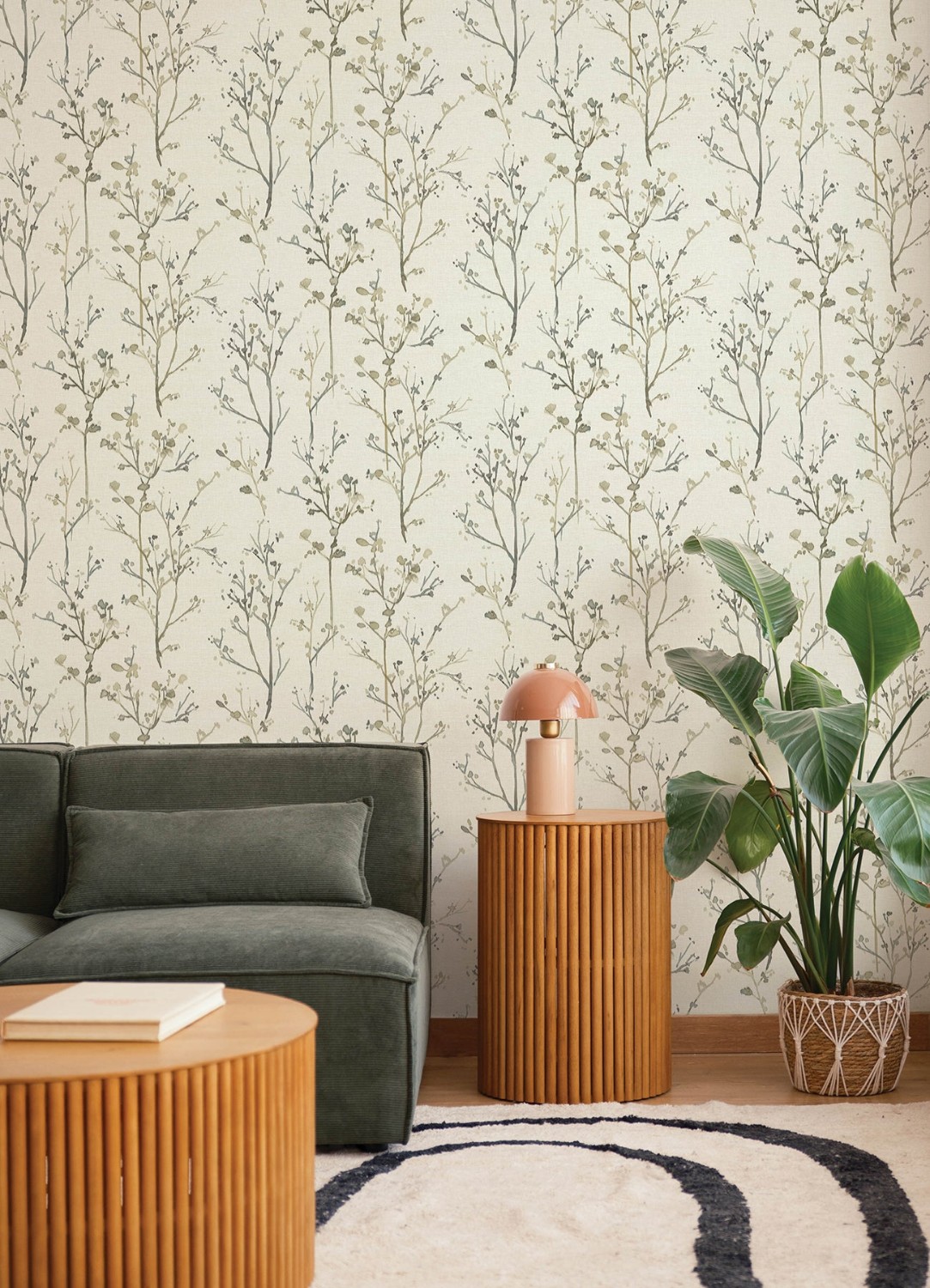 Silverling Neutral Budding Branches Wallpaper