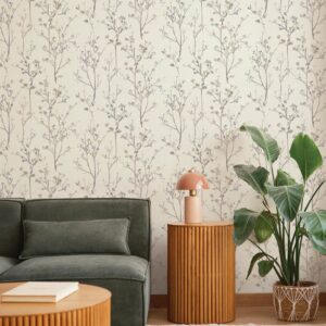 Silverling Lavender Budding Branches Wallpaper