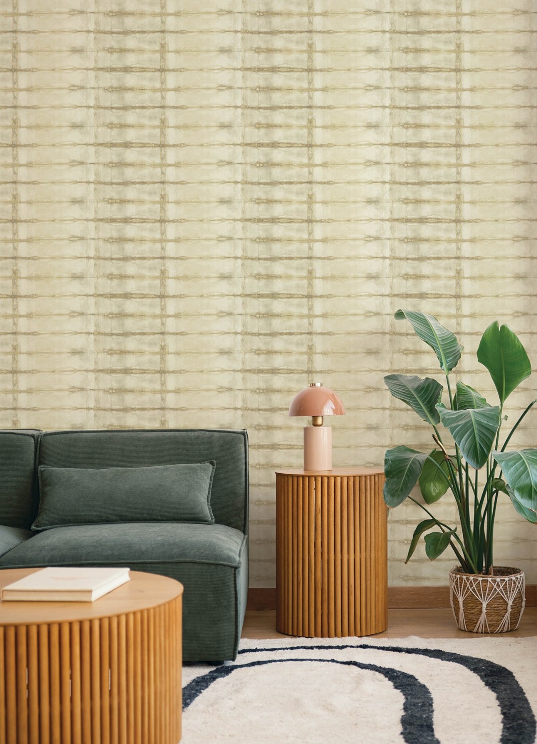 Modulus Wheat Geometric Stripe Wallpaper