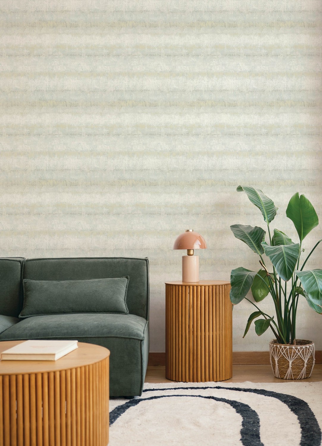 Morningtide Seafoam Textured Stripe Wallpaper