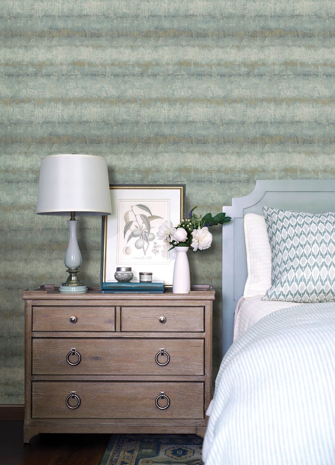 Morningtide Light Blue Textured Stripe Wallpaper