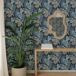 Alocasia Blue Tropical Foliage Wallpaper