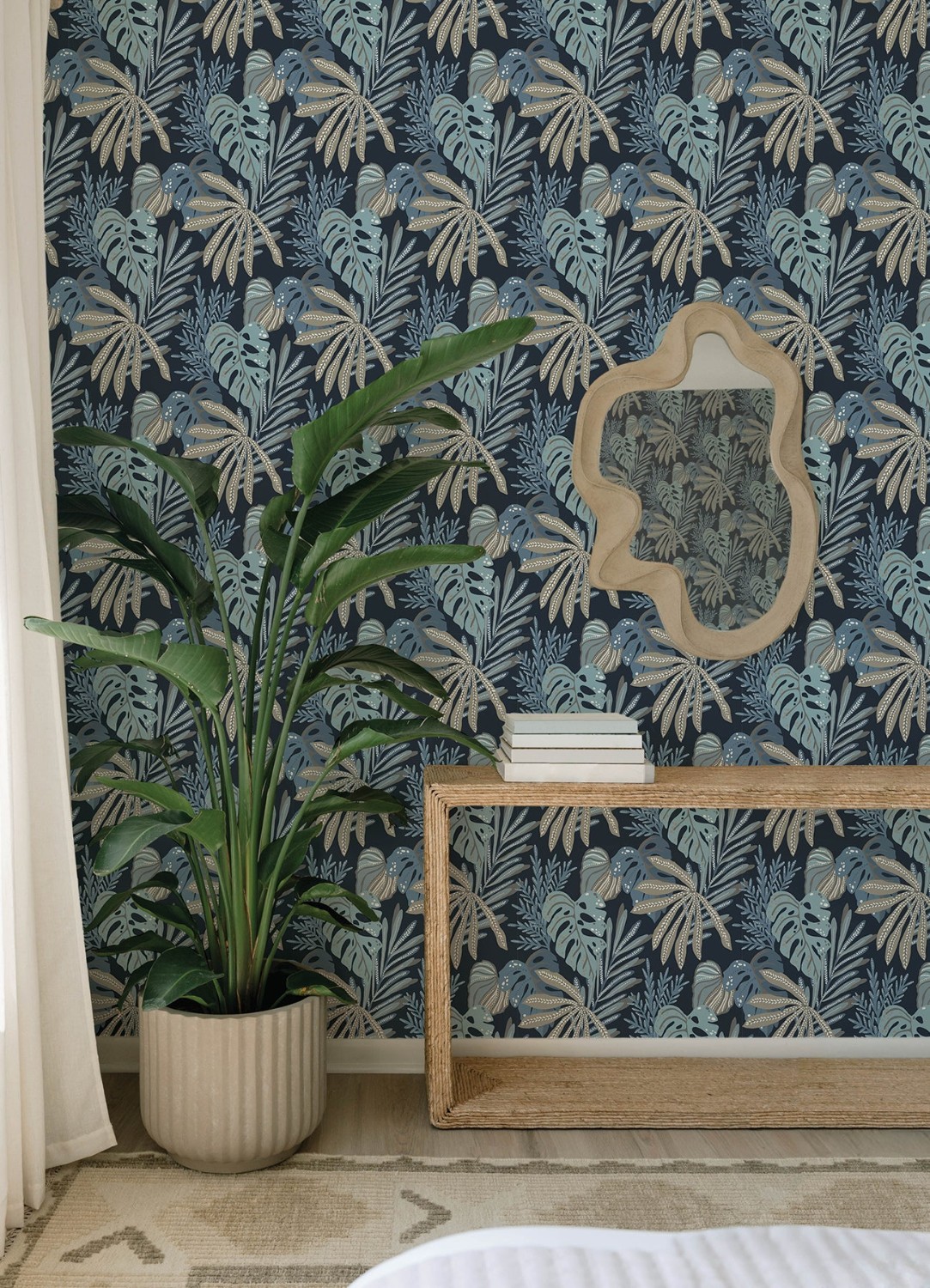 Alocasia Blue Tropical Foliage Wallpaper