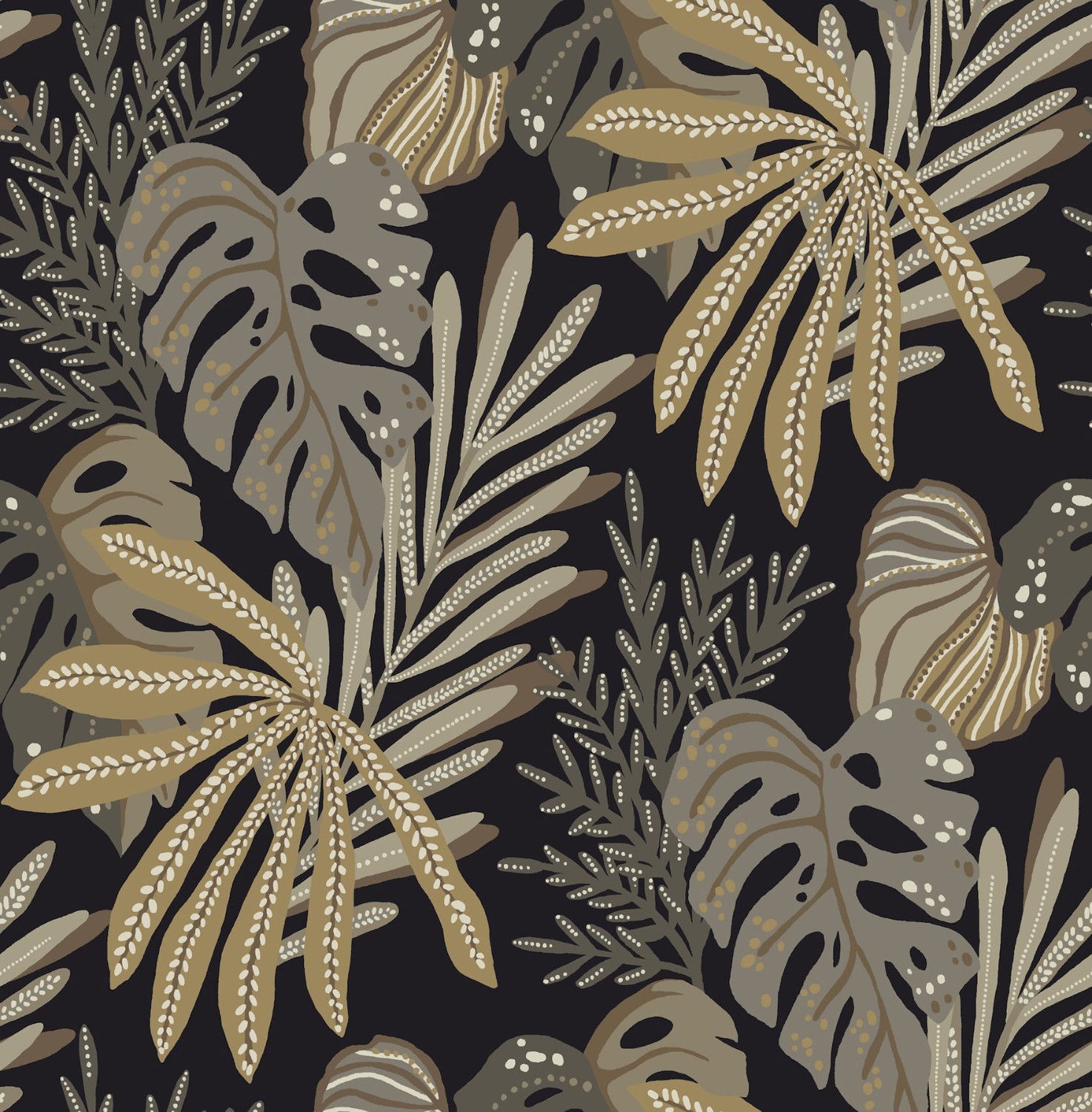 Alocasia Neutral Tropical Foliage Wallpaper