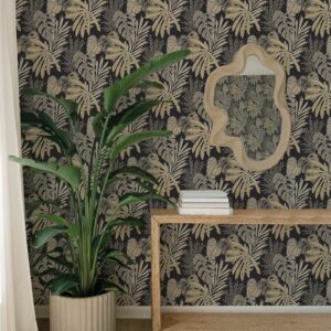 Alocasia Neutral Tropical Foliage Wallpaper