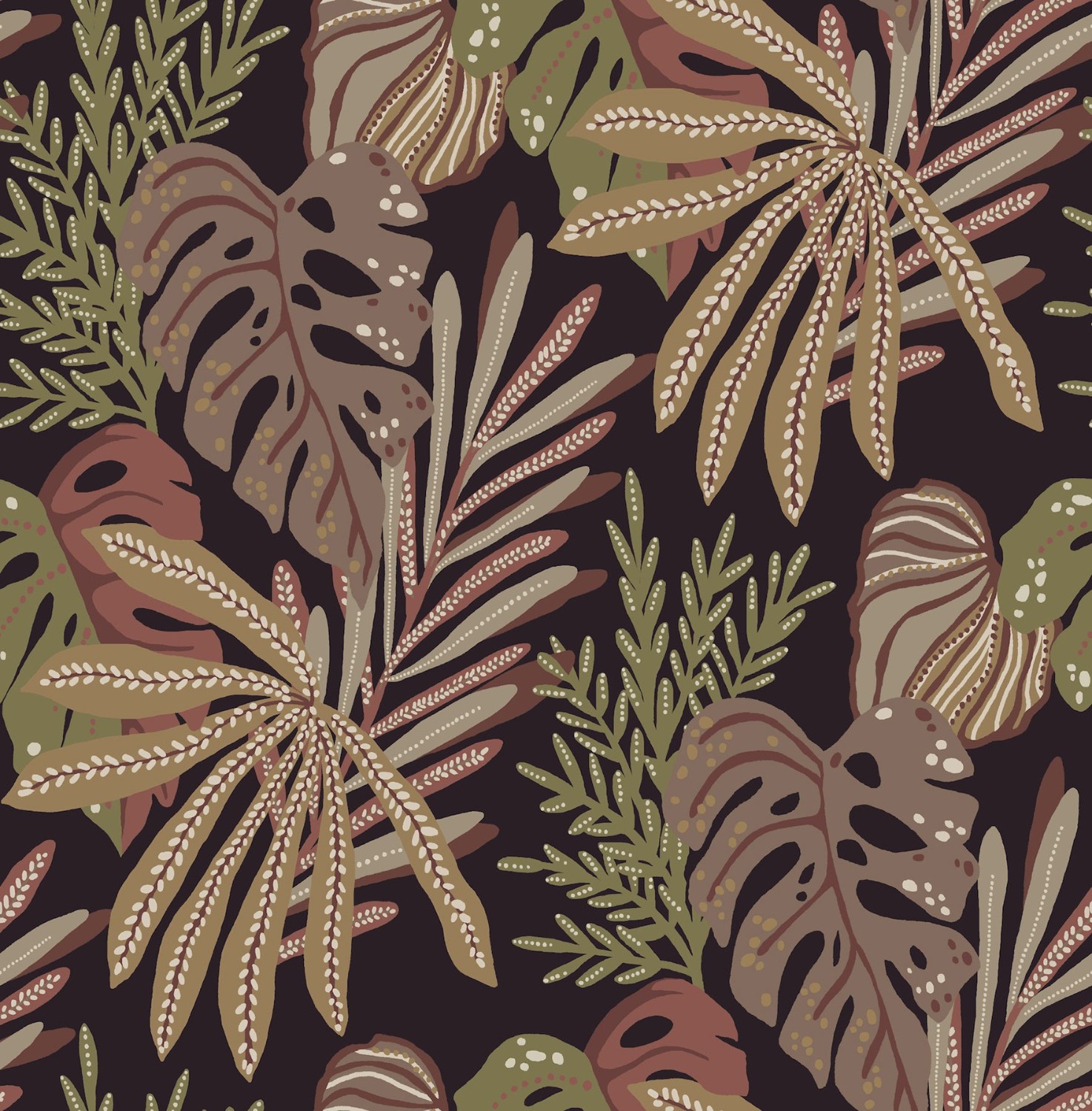 Alocasia Burgundy Tropical Foliage Wallpaper