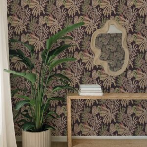 Alocasia Burgundy Tropical Foliage Wallpaper
