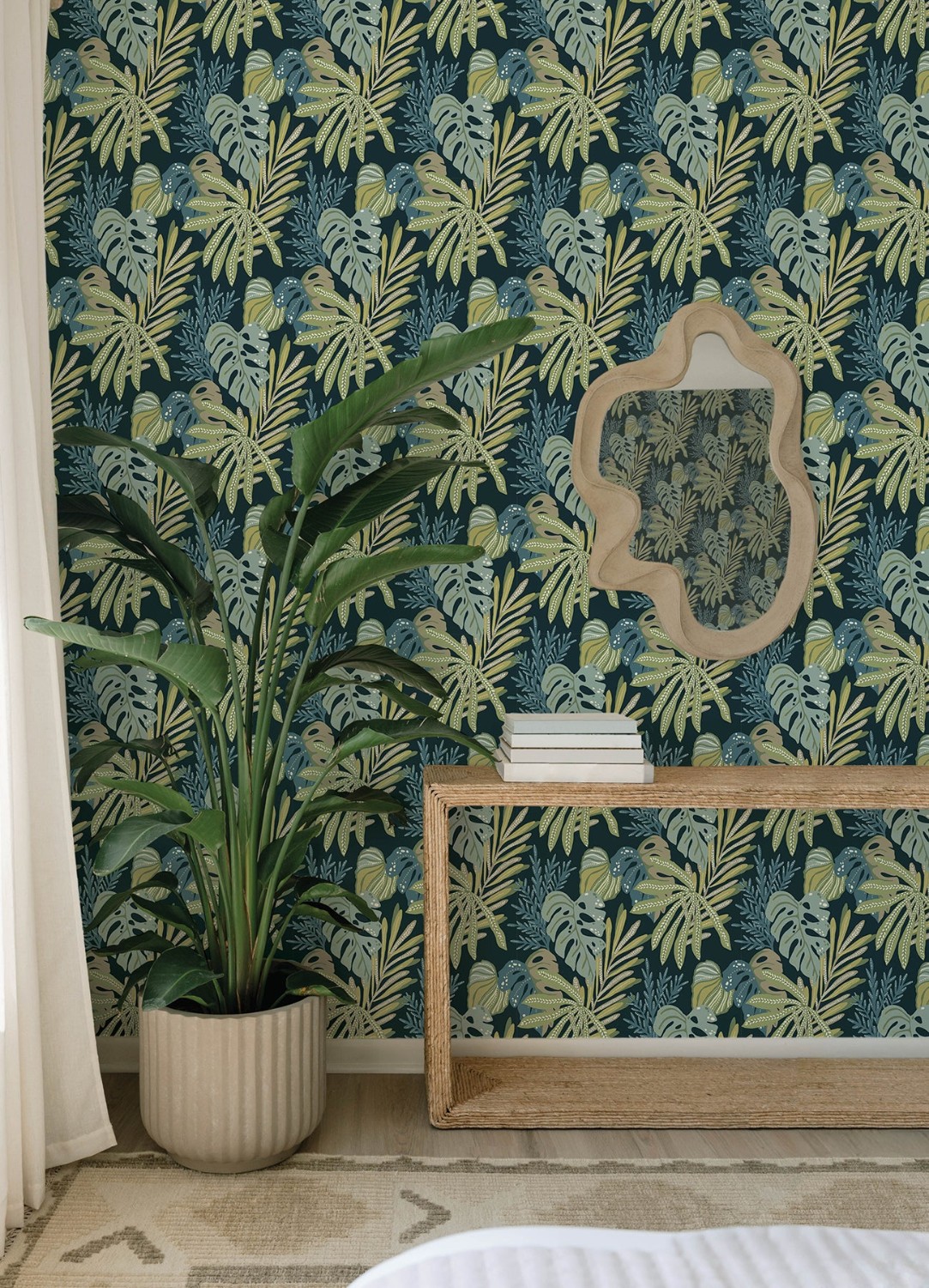 Alocasia Green Tropical Foliage Wallpaper