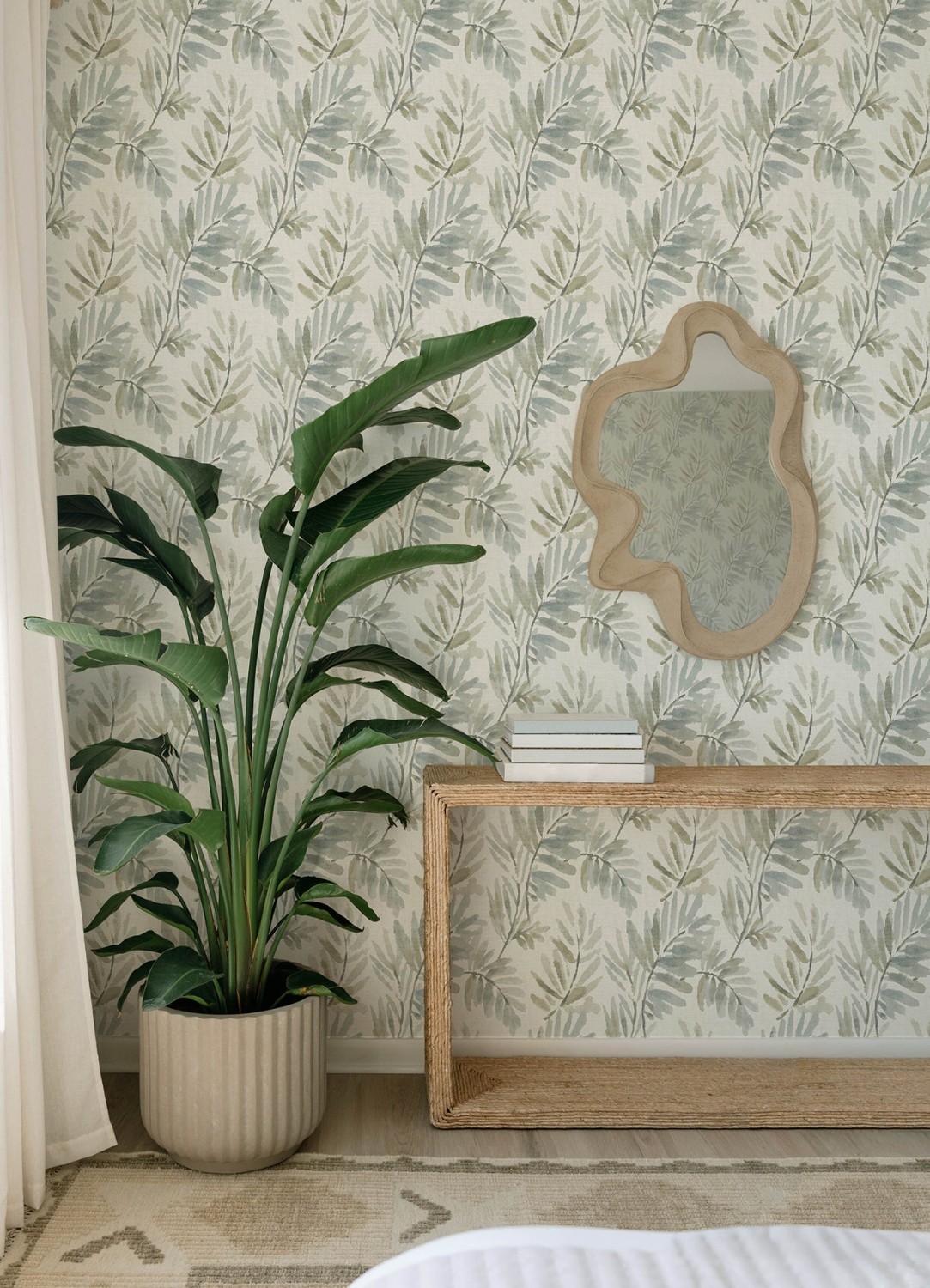 Serenade Aqua Ferns Wallpaper