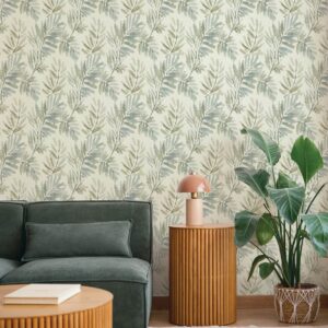 Serenade Aqua Ferns Wallpaper
