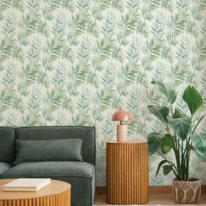 Serenade Sea Green Ferns Wallpaper