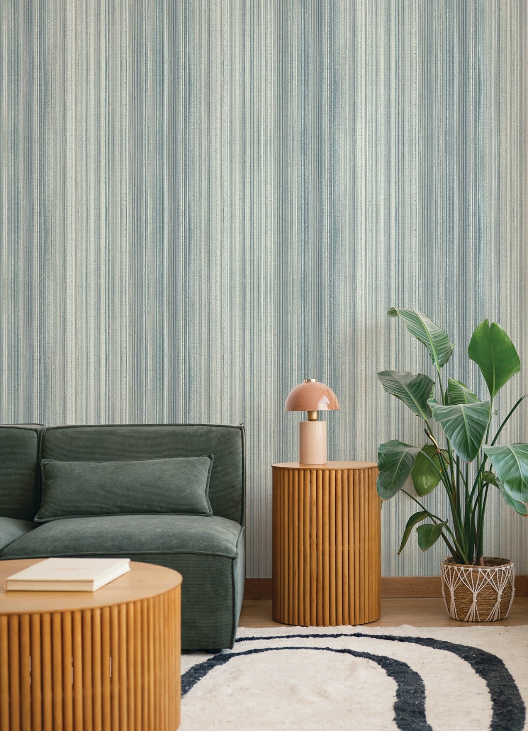 Elan Blue Ombre Stripe Wallpaper