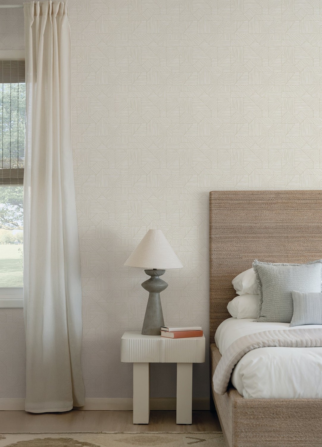 Crescendo Silver Block Geometric Wallpaper