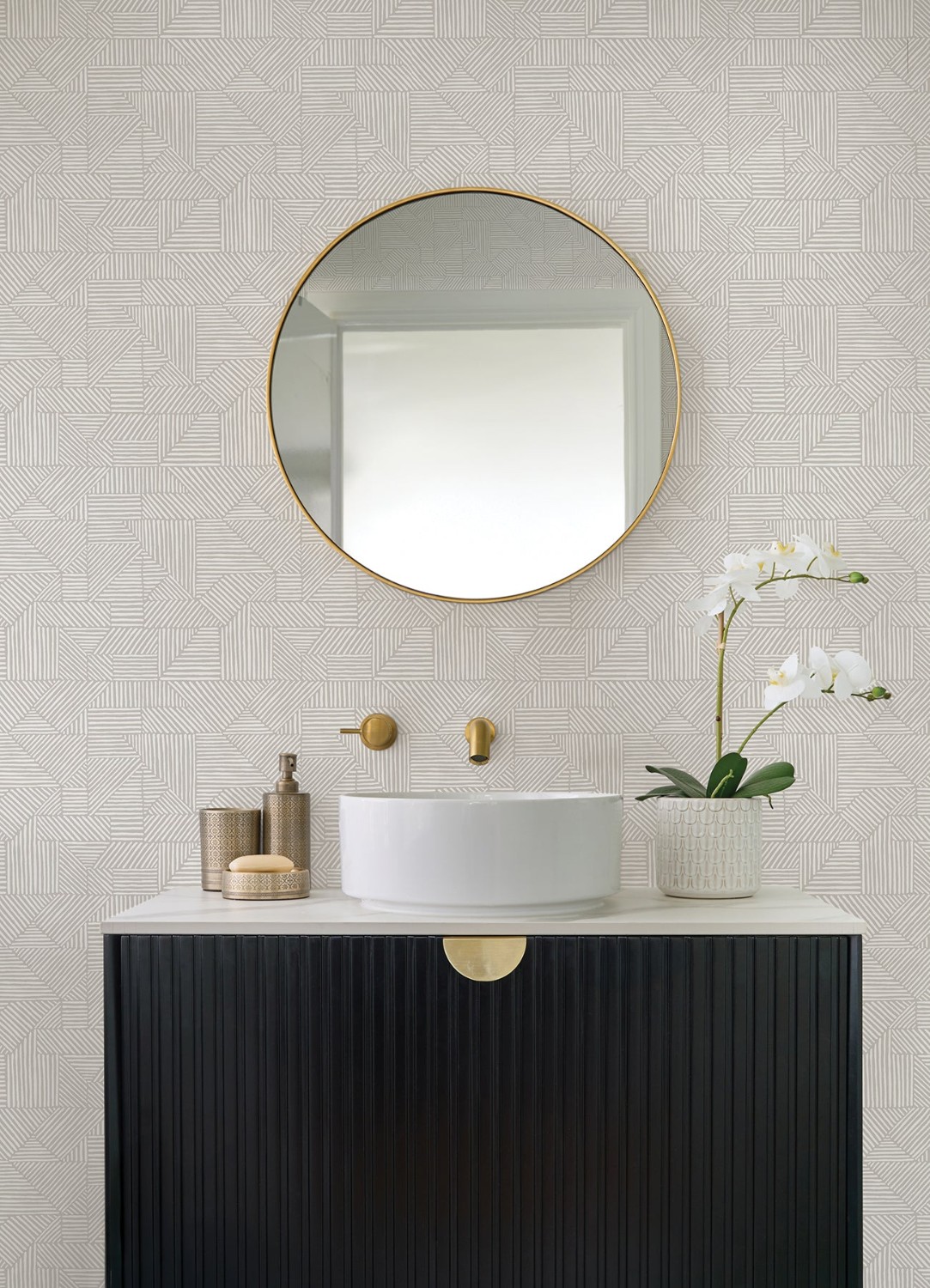 Crescendo Silver Block Geometric Wallpaper