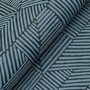 Crescendo Dark Blue Block Geometric Wallpaper