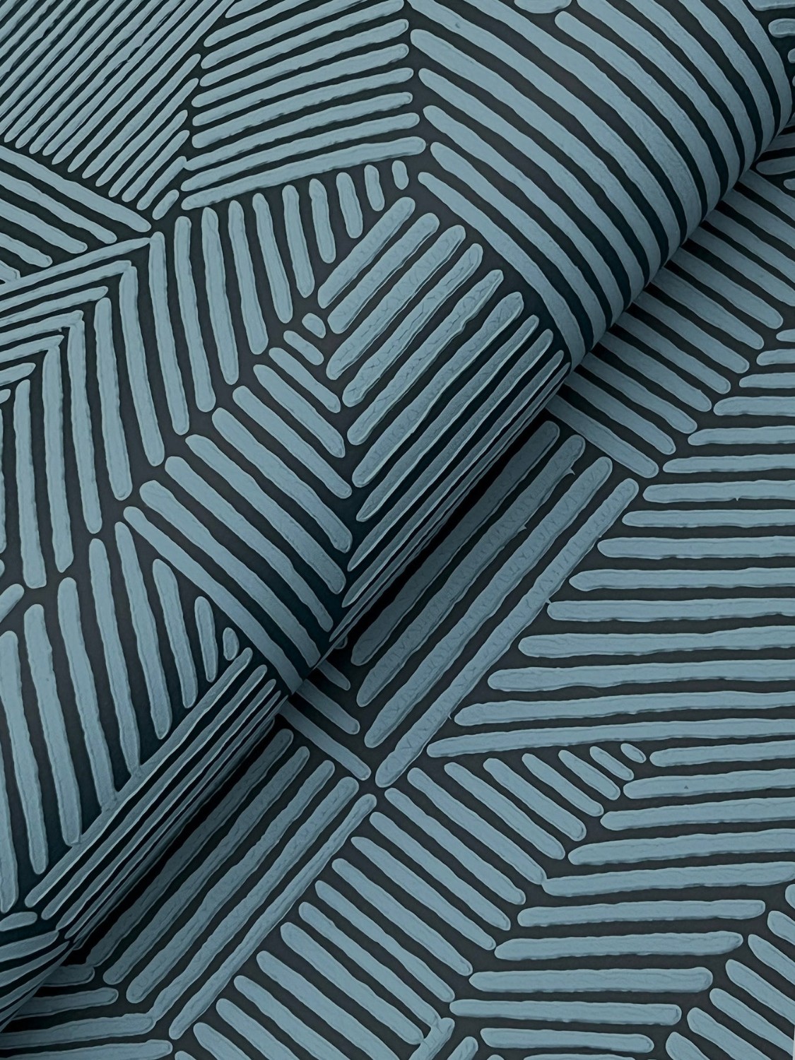 Crescendo Dark Blue Block Geometric Wallpaper