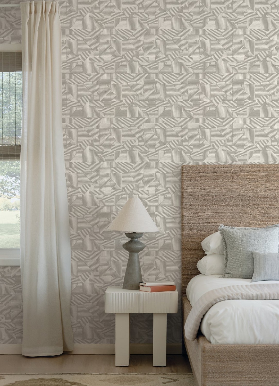 Crescendo Light Grey Block Geometric Wallpaper