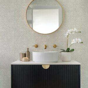 Crescendo Light Grey Block Geometric Wallpaper