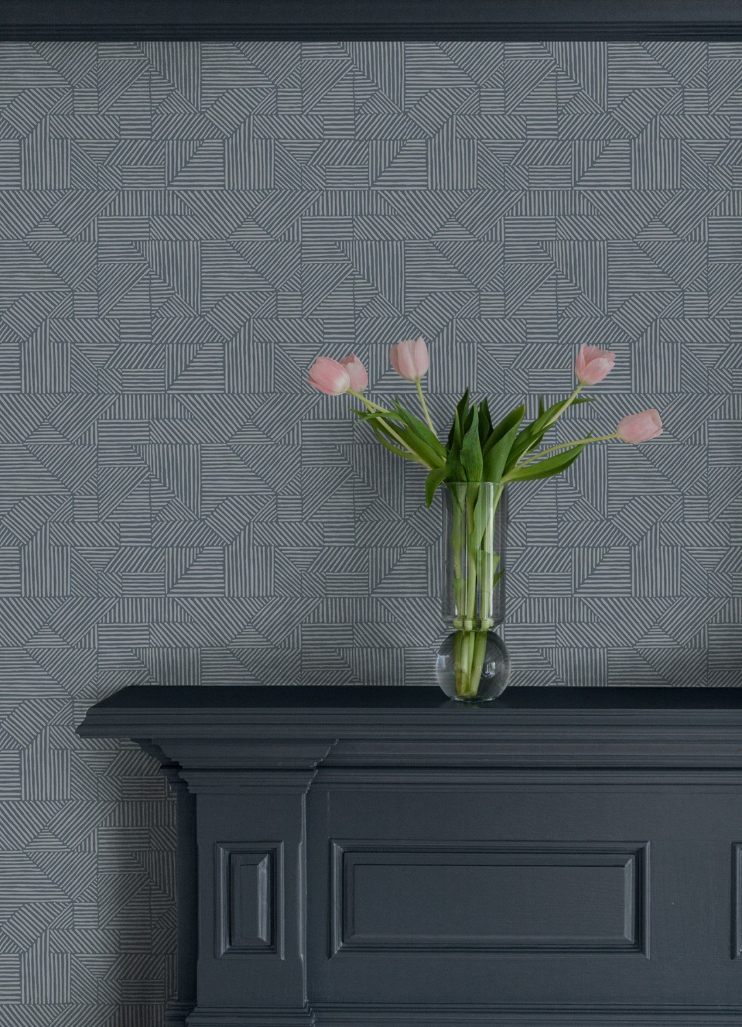 Crescendo Blue Block Geometric Wallpaper