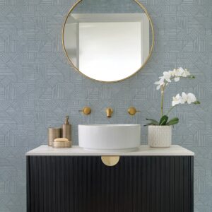 Crescendo Blue Block Geometric Wallpaper