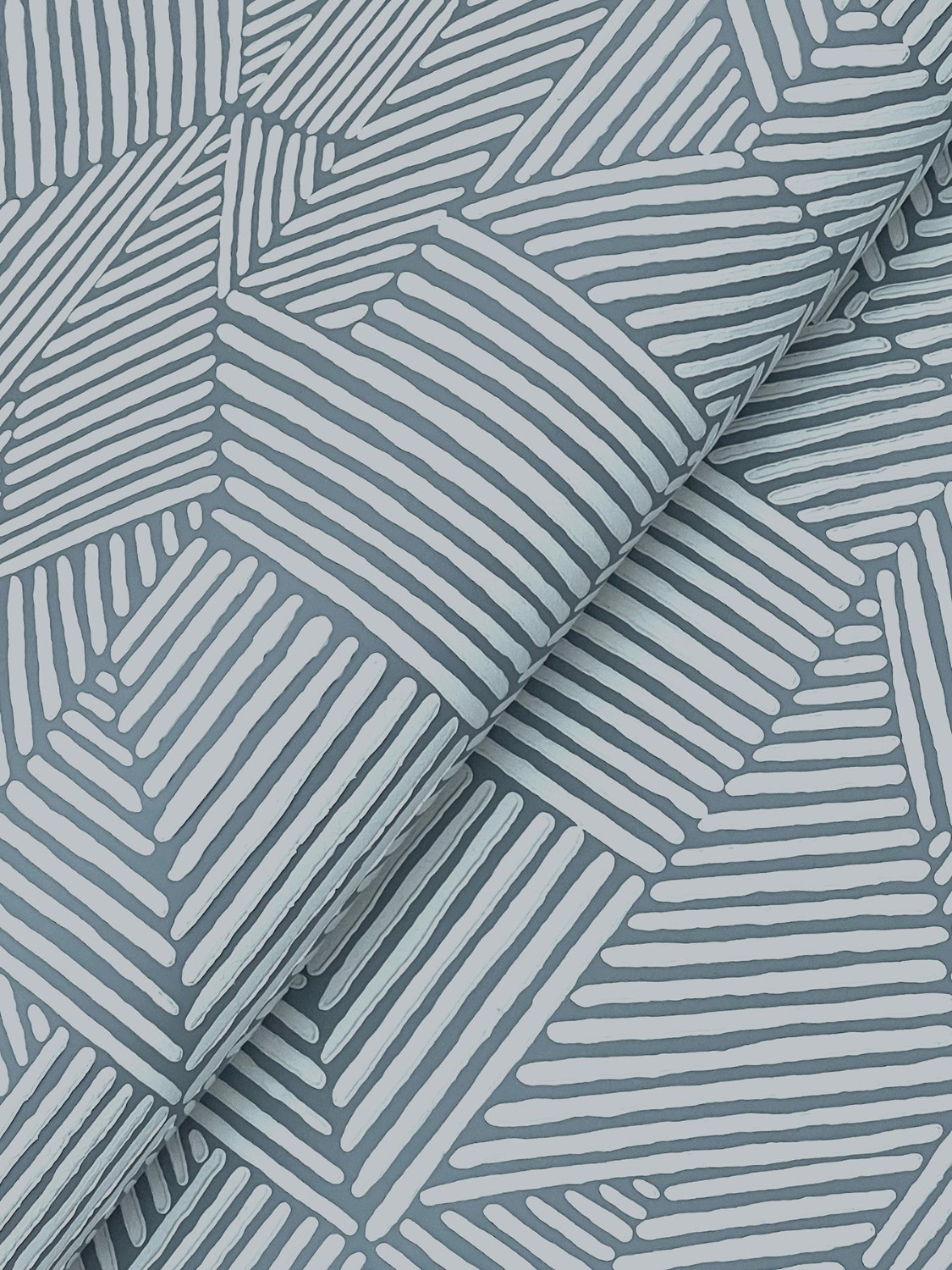 Crescendo Blue Block Geometric Wallpaper