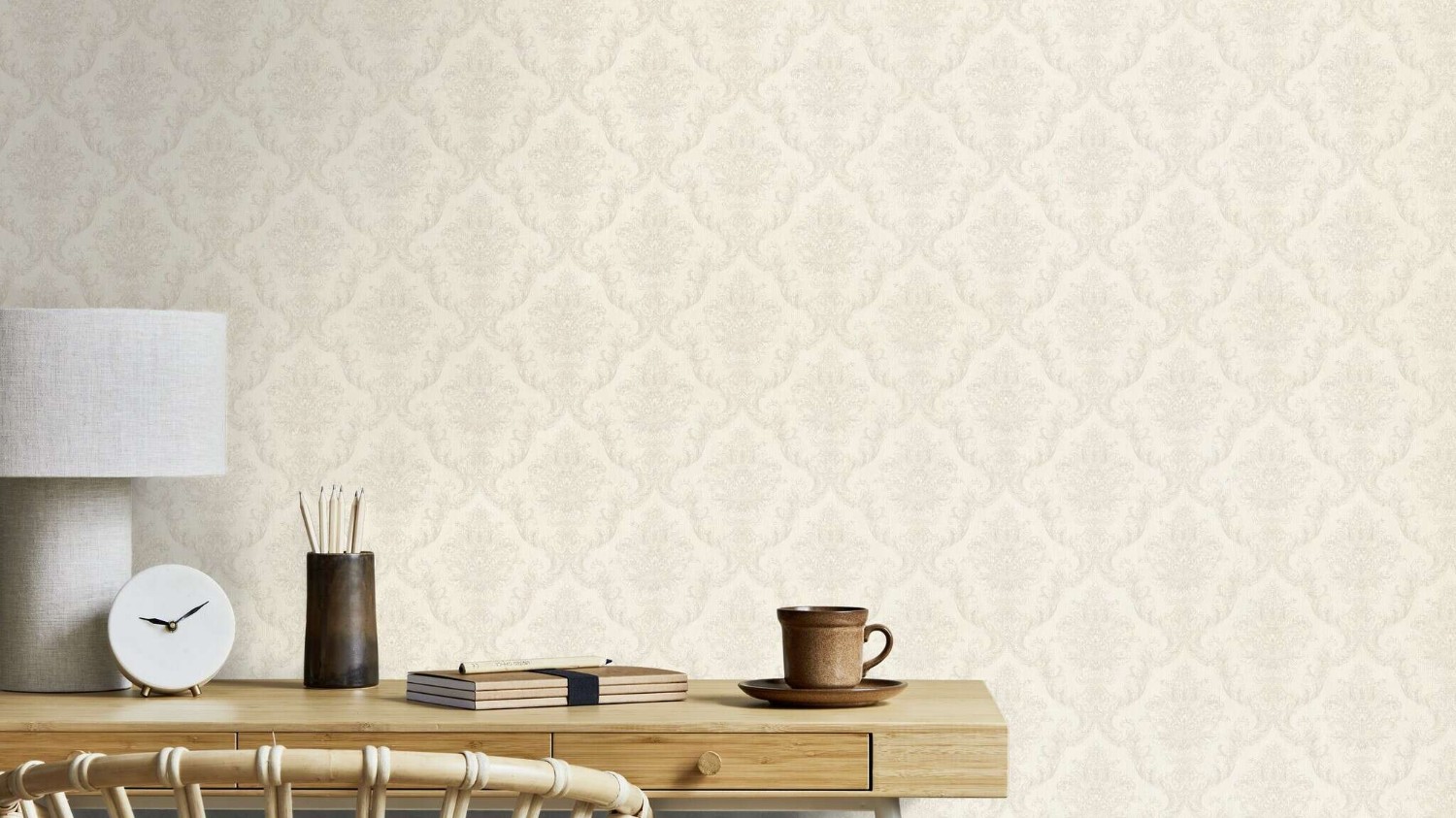 Golden Hour Damask White 941234