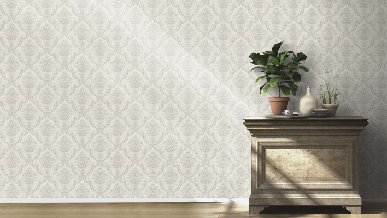 Golden Hour Damask White 941241