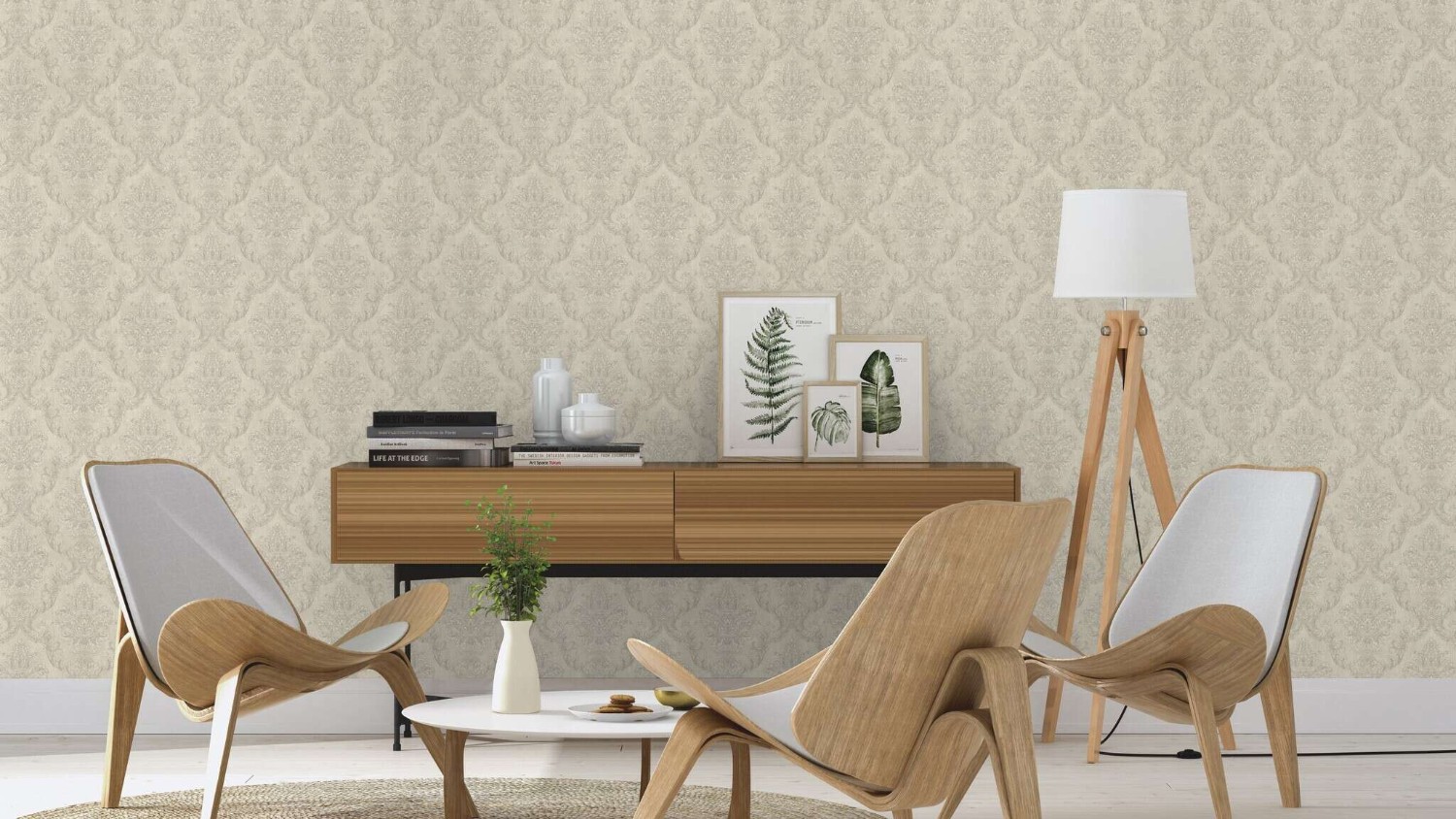 Golden Hour Damask Grey 941258