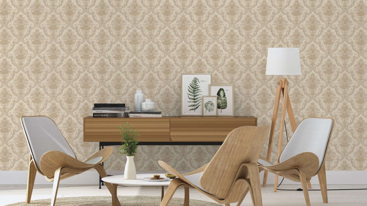 Golden Hour Damask Beige