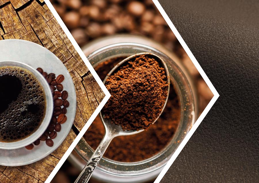 A collage of coffee and skai Vyp Coffee in hexagon frames