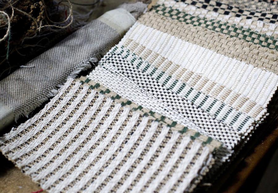 Intrecci woven samples in raffia, jute and cotton