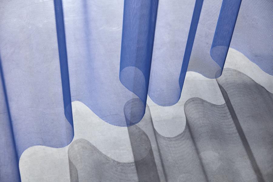 Svensson Sway sheer curtains in blue and white