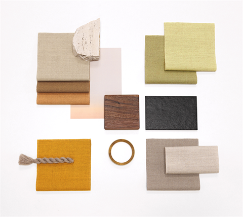 A flat lay of Gabriel Umber samples and finishes