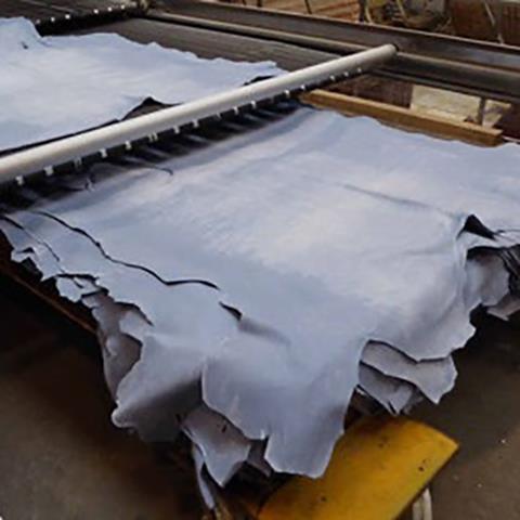 Stacked hides in the pale blue wet blue stage