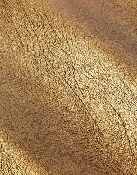 Gold metallic leather with a crackled emboss