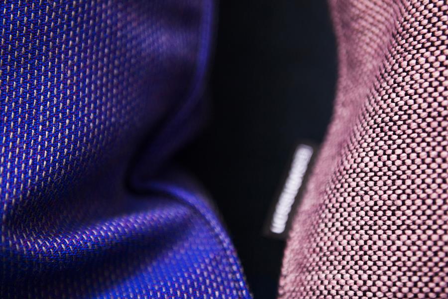 Close-up of violet and pink Svensson upholstery fabric