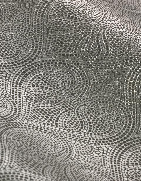 Silver leather with a paisley emboss