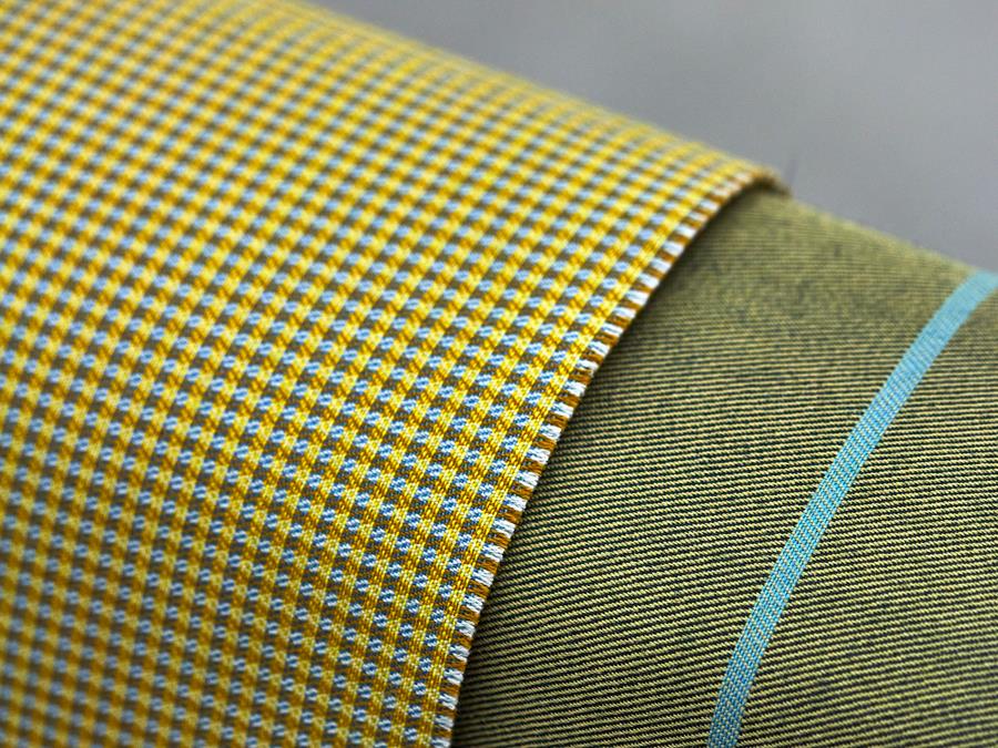 Close-up of Svensson Club check in olive and yellow