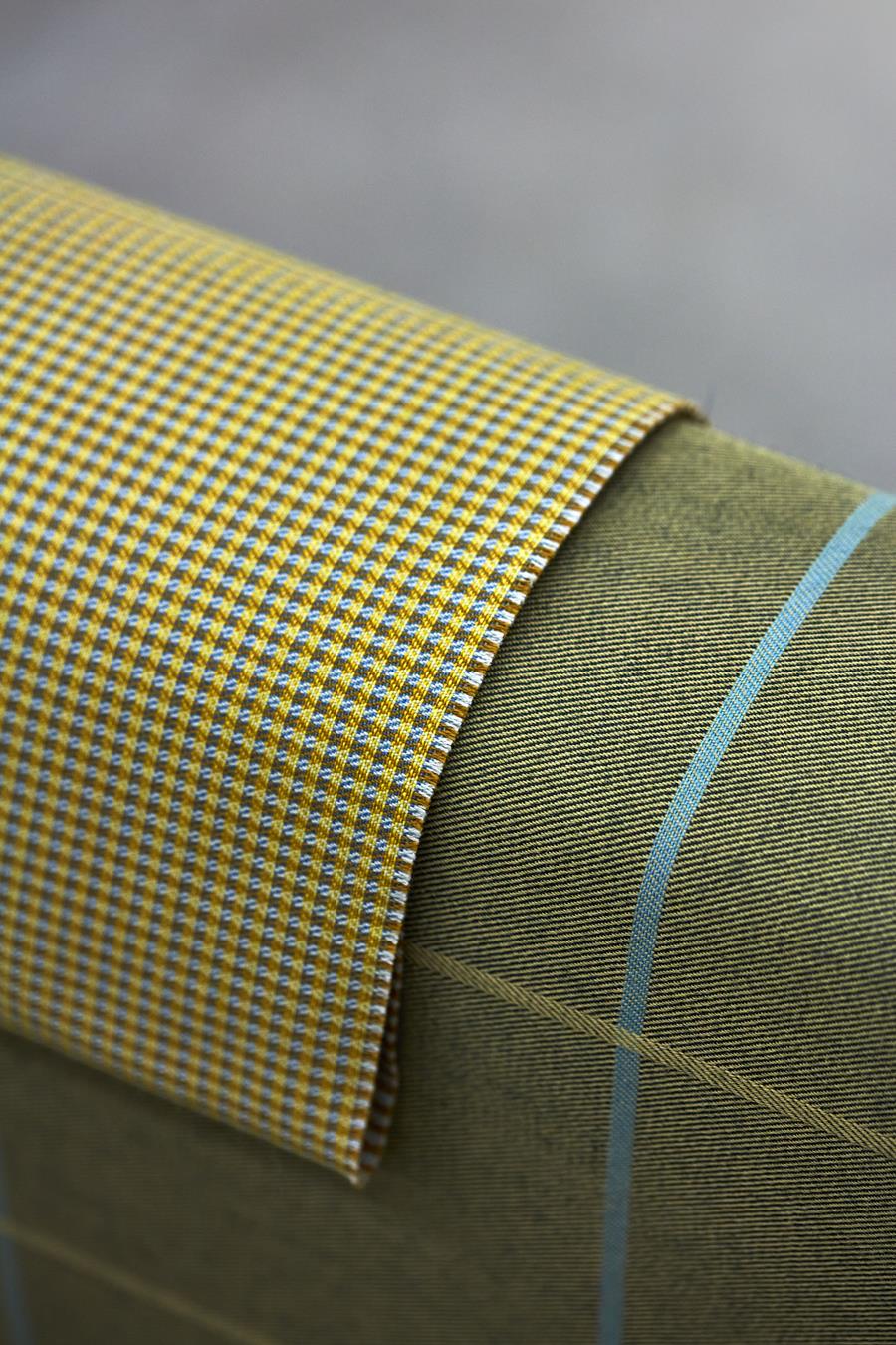 Close-up of Svensson Club check in olive and yellow