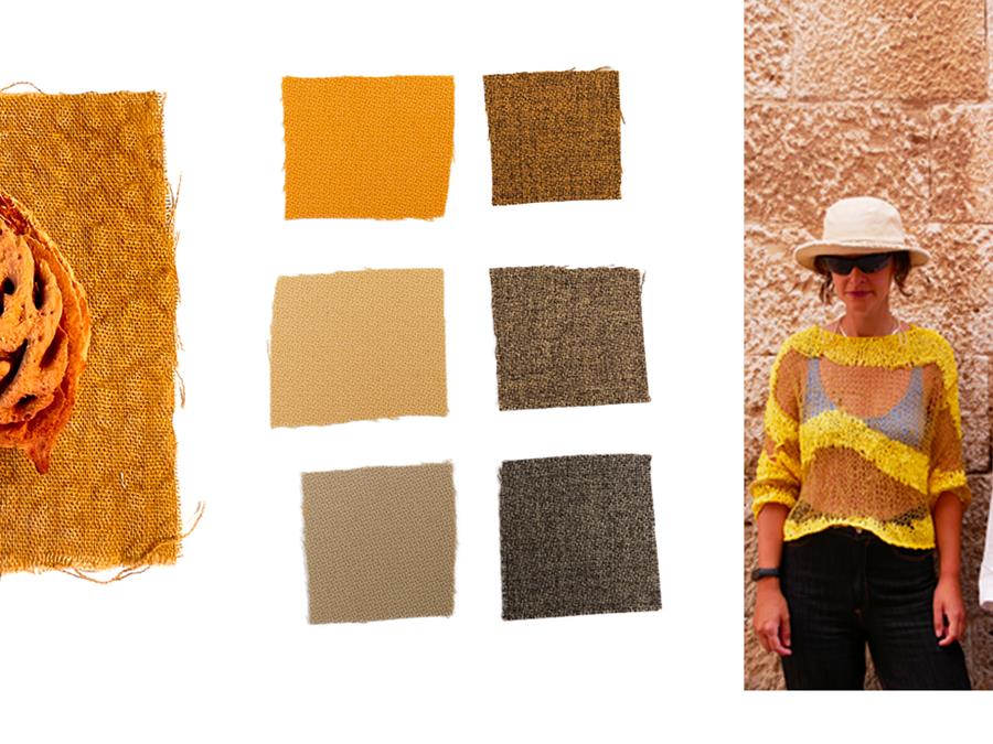 Step and Step Melange swatches in ochre, beige and grey